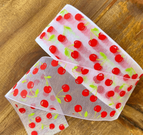 Fita organza cereja dupla face N9 (1 metro)