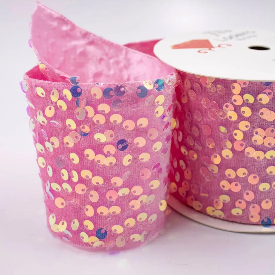 Fita paete 75mm em poliester e pvc rosa (1 metro)